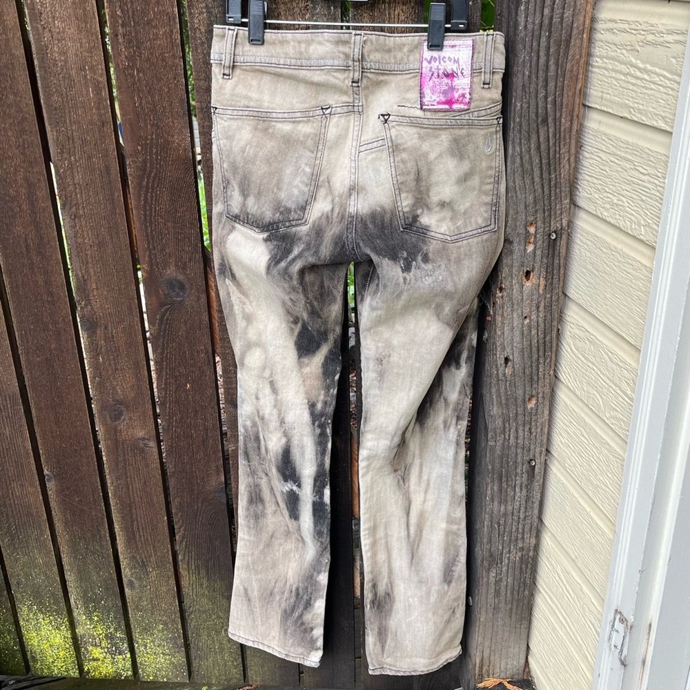 Volcom Stone Boardwear Vintage Tie Dye Acid Wash Jeans In Brown Sz 30